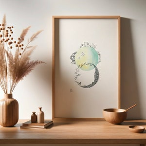 Stampa illustrazione | Disegno | Doodle | Illustrazione acquerello e china | Stampa Casette | Illustrazione Casette | Due mondi