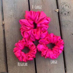 Pink Satin Scrunchies | XL Scrunchie | Scrunchies in 3 sizes | Hot Pink Srunchies | Trendy Satin Scrunchies | 90s Hair Accessory
