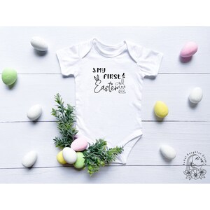 My First Easter Bunny Ears Baby Onesie® | Baby&#39;s First Easter Outfit | Baby Bodysuit | Easter Photoshoot |