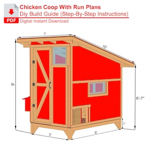 DIY Walk-In Chicken Coop with Run Plans for 12 Chickens, Chicken Coop & Run Diy Plans, Chicken Coop Plans, Chicken Run Plans, Diy Coop Plans