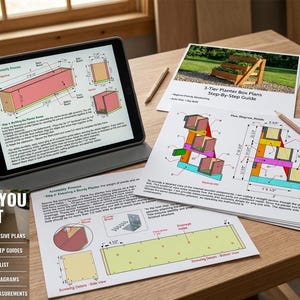 Planos para jardinera de 3 niveles en PDF / Guía de construcción de carpintería para bricolaje / Soporte para plantas de jardín vertical de varios niveles imagen 7