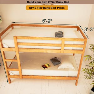 DIY Bunk Bed Plans, Twin Kids Bunk Bed, Two Tier Bunk Bed for Kids, Wooden Bunk Bed Plans, Diy Plans For Beginners, Digital Download