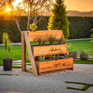 DIY verhoogde tuin plantenbakplannen, gelaagde plantenbakplannen, 3-laagse plantenbak, gelaagde plantenstandaard, doe-het-zelfplannen voor beginners, digitale download