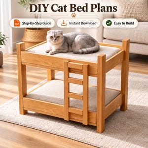 DIY Modern 2-Tier Cat Bed Plans: Stylish Wood Cat Bunk (PDF Guide)