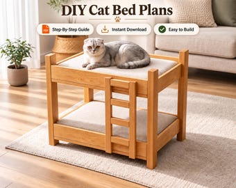 DIY Modern 2-Tier Cat Bed Plans: Stylish Wood Cat Bunk (PDF Guide)