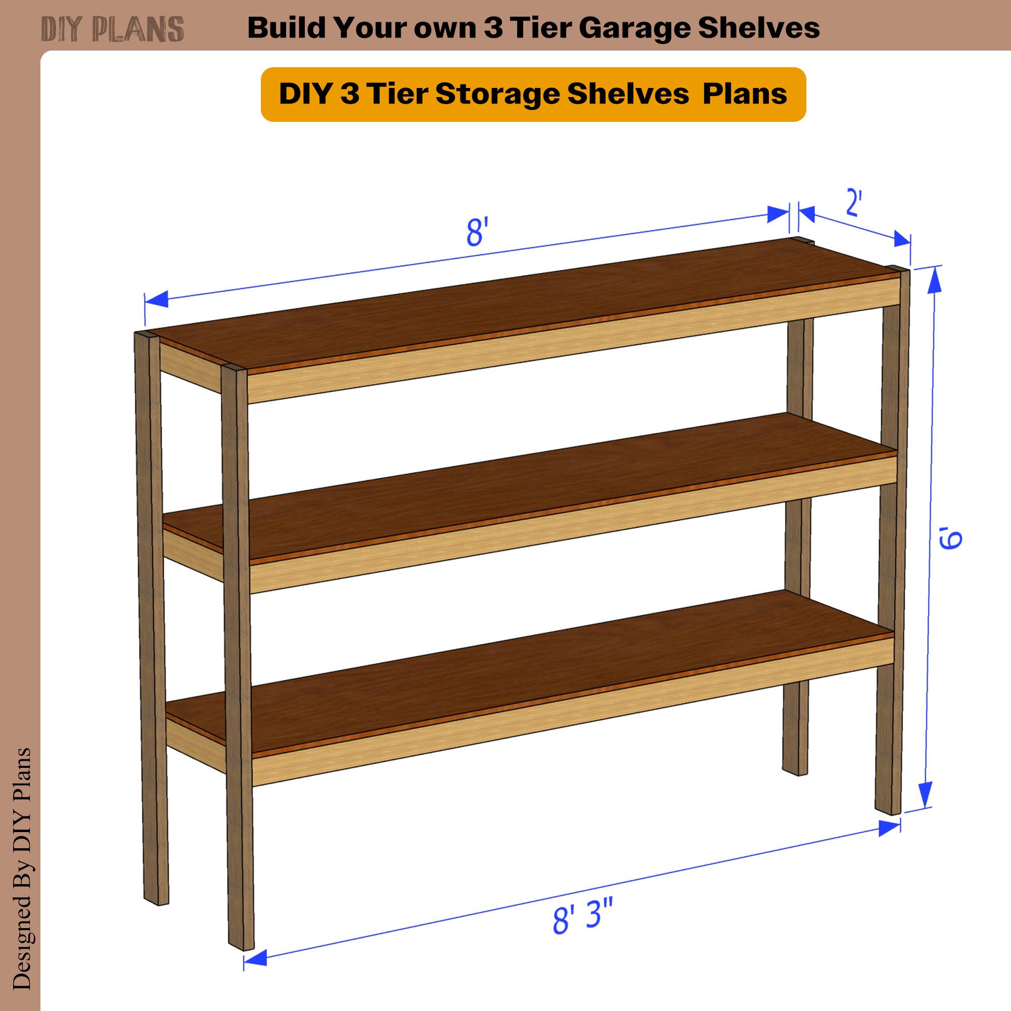 自作棚　興味あればコメント下さいー 3-Tier Garage Shelf Plans: DIY Wood Shelves, Beginner Build Guide