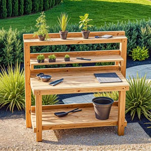 DIY-Blumenerde Bank Pläne Garten Pflanzer Tisch Pläne, Holz Blumenerde Bank, Blumenerde Tisch Arbeitsstation, DIY bauanleitung, PDF Sofort-Download