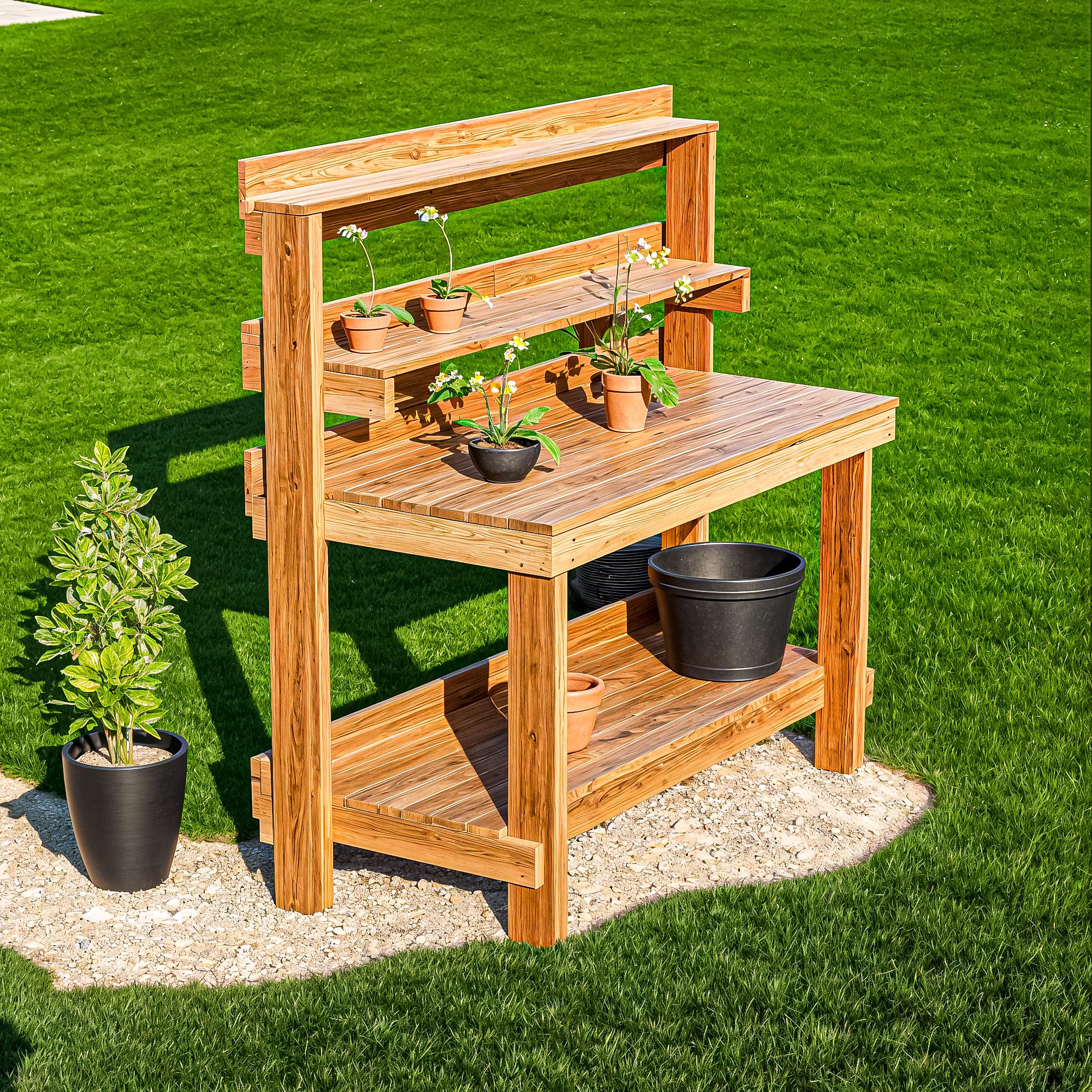 DIY Potting Bench Plans: Wooden Garden Table Workstation (PDF Download ...