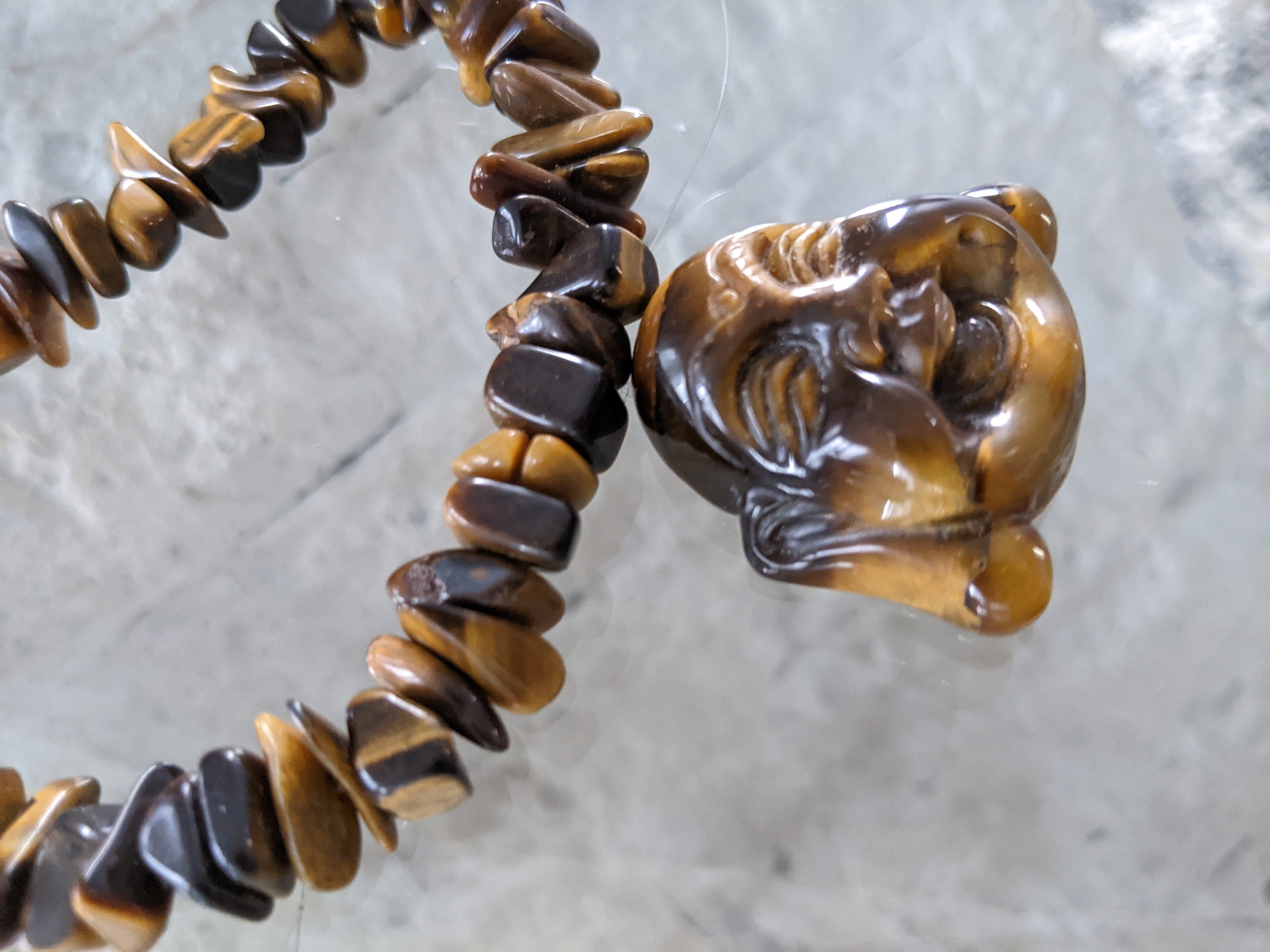Details about   Natural Stone Chunky Beaded Necklace Amethyst or Tiger's Eye Vintage Jewelry 
