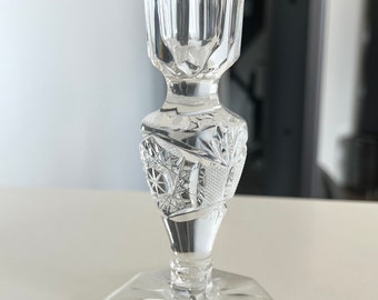 Crystal Glass Pinwheel Candle Holder 6.5"
