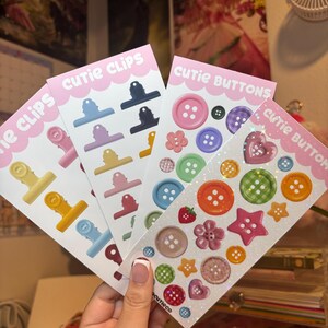 Button & Clip Sticker Sheets | Planner Journal Decoration Stickers