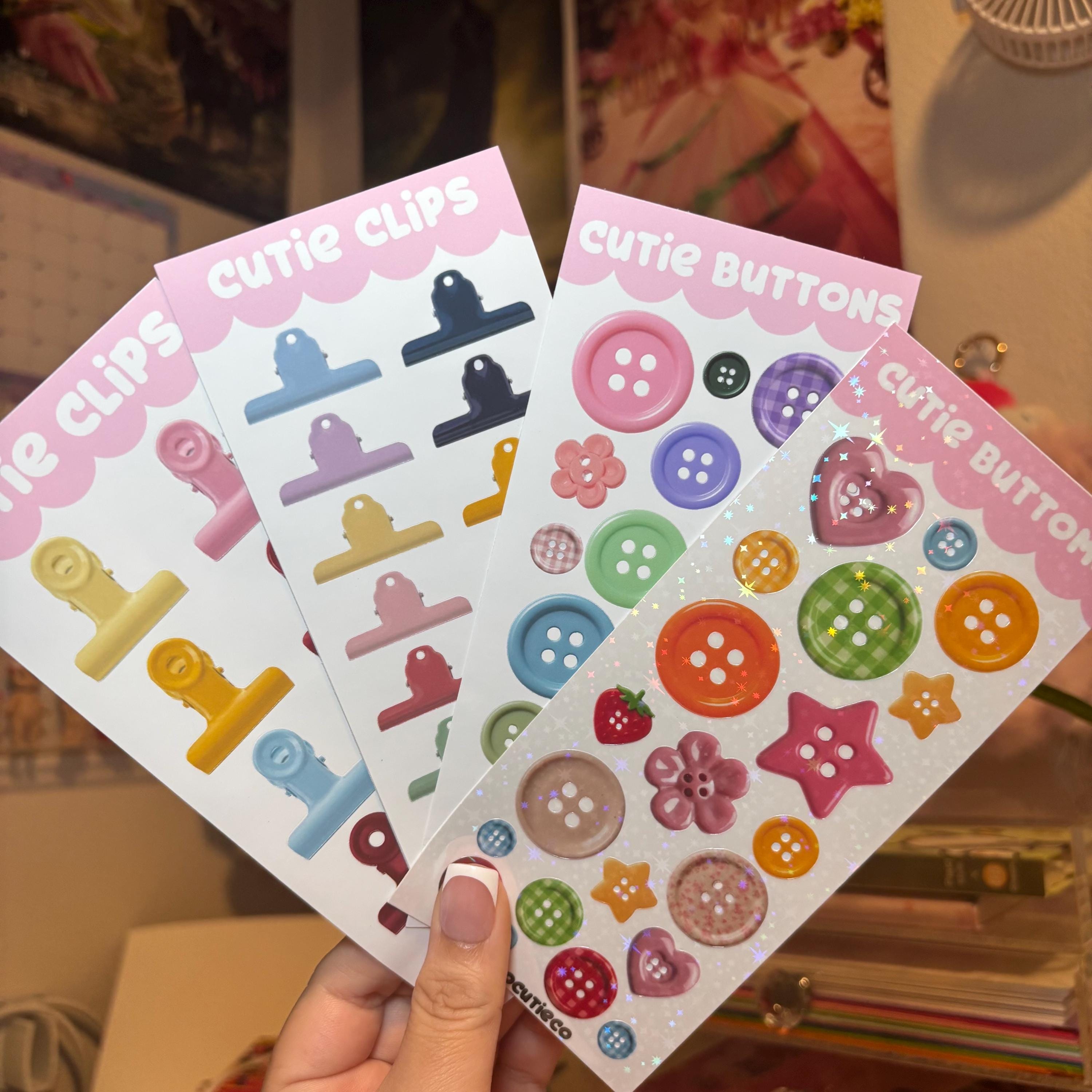 Button & Clip Sticker Sheets | Planner Journal Decoration Stickers - Etsy