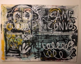 SAME CONVO 49x60” original canvas mixed media painting