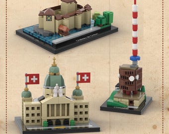 3 Swiss Architecture sets - Chasseral + Bundeshaus + Chillon Castle
