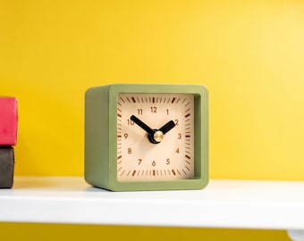 Custom Engraved Desk Clock, Silent Cube Nightstand Clock, 3" Cube - MADE IN USA