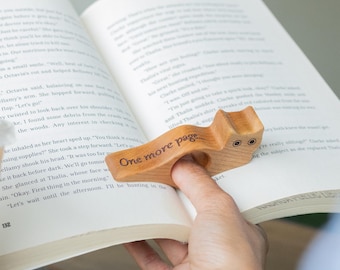 Handmade Engraved Thumb Book Page Holder - Solid Hardwood Book Accessory