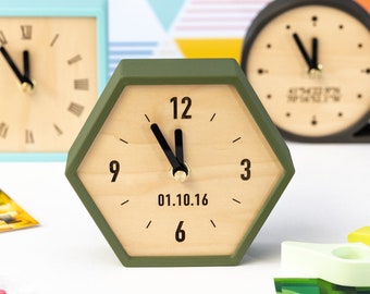 Personalized Desk Clock - Shelf Clock - Anniversary Gift.