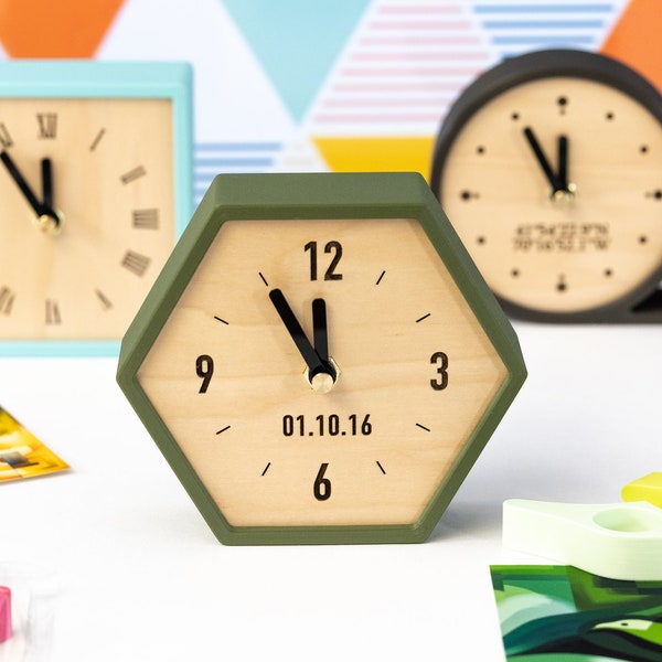 Personalized Desk Clock - Shelf Clock - Anniversary Gift.