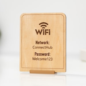 WiFi Password Sign 4 x 5" - for Airbnb, Small Business, Rental, Salons, Restaurants, Bars, Hotels, Hangars, Flight Lounges - Made in USA