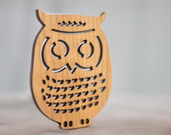 Owl Wood Coaster: Housewarming Fall Decor Gift