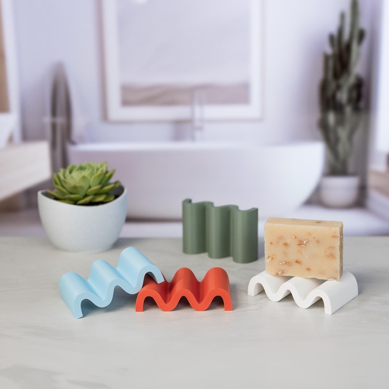 wavy soap dish modern minimalist bathroom accessory stylish plastic soap holder eco-friendly sustainable soap saver drainage tray colorful bath decor bar soap organizer unique bathroom essentials compact wavy design gift for home bathroom upgrade