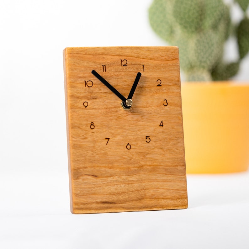 Personalized Desk Clock, Anniversary Gift, Office Desk Accessory, Minimalist Shelf Clock Numbers Only