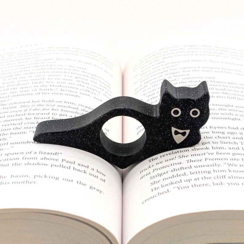 Cat Book Page Holder – Book Accessory for One-Handed Reading - Unique Gifts Made in USA Tuxedo (Black)