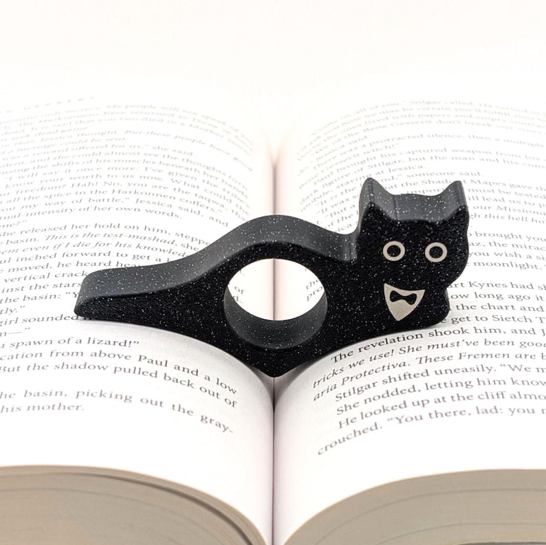 Cat Book Page Holder: Book Accessory for Bookworms & Avid Readers - Gifts Made in USA Tuxedo (Black)