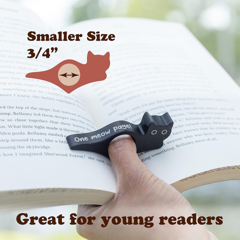 Black cat thumb book page holder with bookmark, ergonomic and playful design, perfect gift for book lovers, adds charm to reading, ideal for birthdays, anniversaries, or as a stocking stuffer, a practical and adorable reading companion
