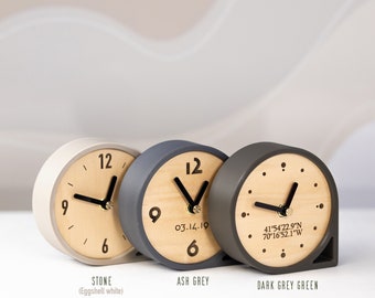 Personalized Round Desk Clock - Shelf Clock - Anniversary Gift