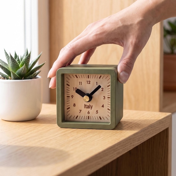Custom Engraved Desk Clock, Silent Cube Nightstand Clock, 3" Cube - MADE IN USA
