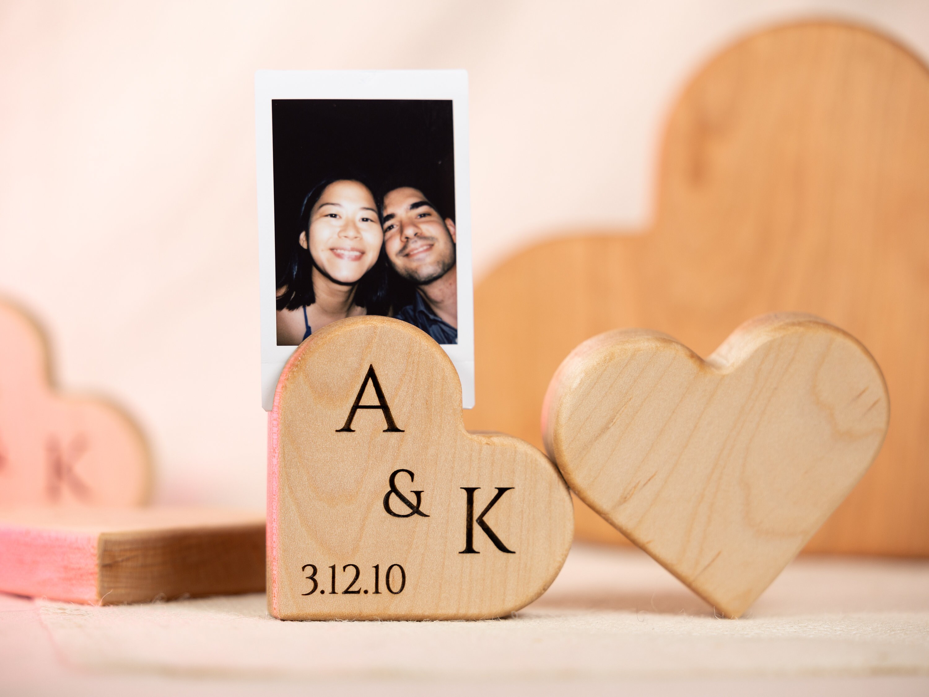 ❤️Buy 2 FREE SHIPPING❤️Personalized Polaroid Frame Stand, Instax Mini frame, Picture stand, valentine decor, wooden heart