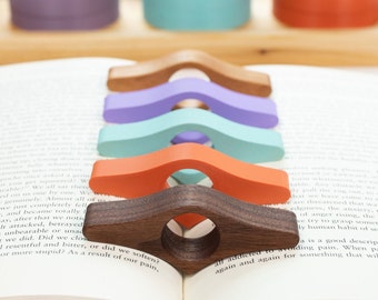 Set of 2 BookBuddy Hardwood Thumb Page Holders -  Colorful 3D Printed Thumb Book Holders