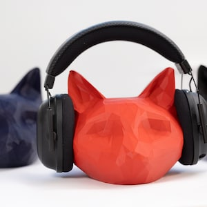 Low Poly Cat Head Headphone Stand: 3D Printed Gamer Gift