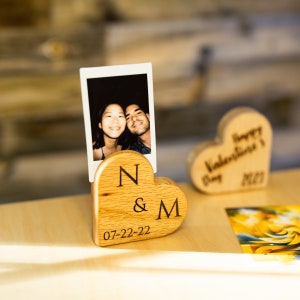 Personalized Polaroid Frame Stand, Instax Mini frame, Picture stand, Wedding Gift, Wooden Heart, handmade gift