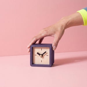 silent cube desk clock modern nightstand timepiece aesthetic home decor unique personalized gift battery operated square bedside tabletop room accessory office present birthday anniversary holiday for him her husband wife minimalist small shelf display