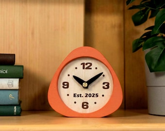 Compact Mid-Century Modern Desk Clock: Silent Sweep 4.25" Tall, Made in USA