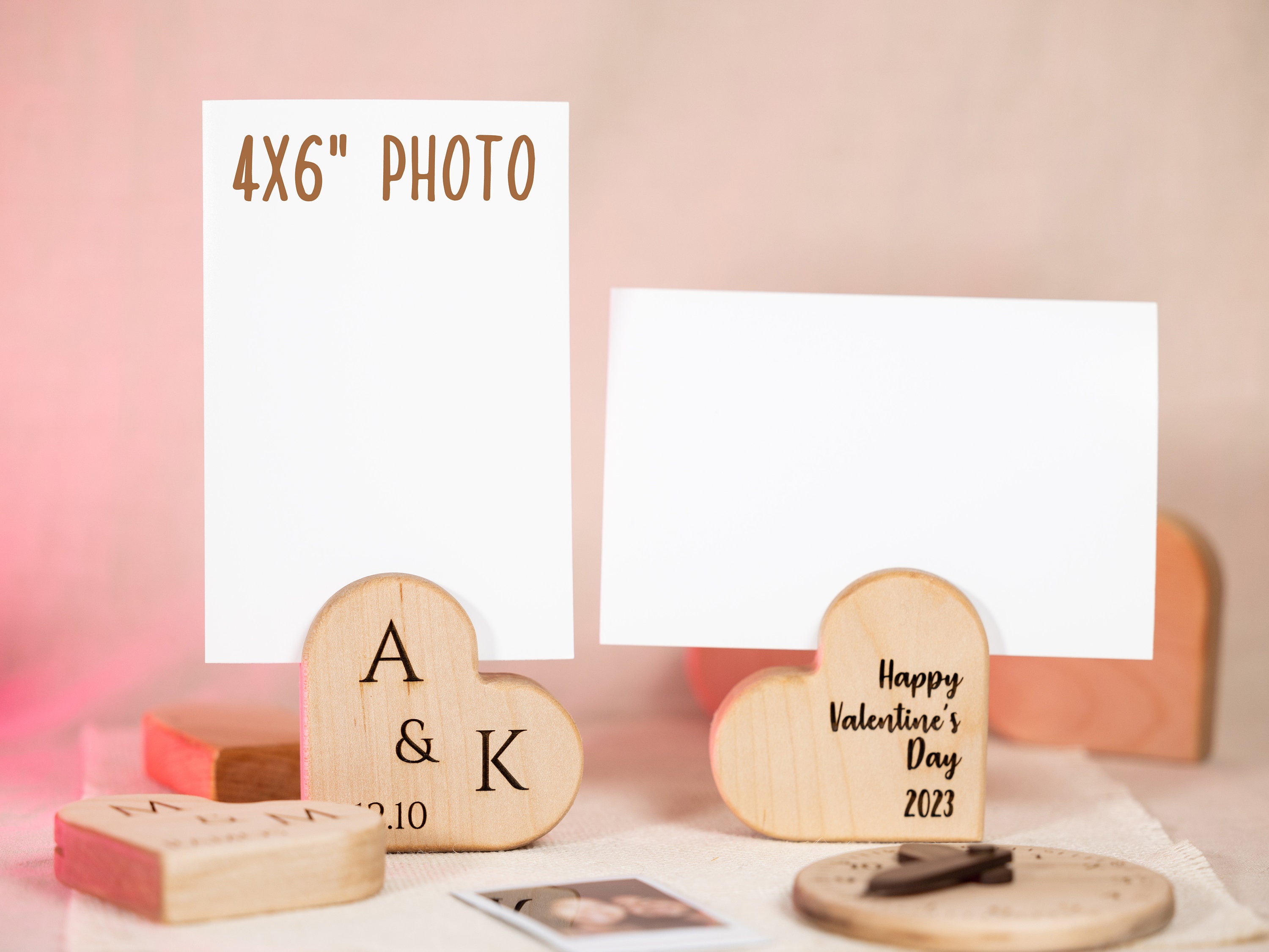 ❤️Buy 2 FREE SHIPPING❤️Personalized Polaroid Frame Stand, Instax Mini frame, Picture stand, valentine decor, wooden heart