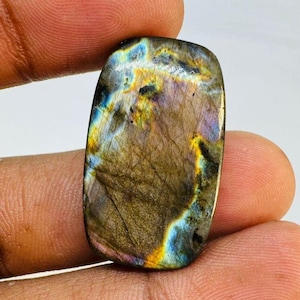 Natural Labradorite, Labradorite Rectangle Shape Labradorite 30X18 MM Labradorite Rectangle Cabochon 33.40 Carat Labradorite Cabochon