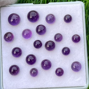 Lot de cabochons d&#39;améthyste naturelle, cabochon rond de qualité supérieure, pierres précieuses en vrac, poids : 15 carats, taille : 5-7 mm, améthyste pour la fabrication de bijoux