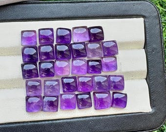 Natural AAA Purple Amethyst Square Cabochon Size 5X5MM To 7x7MM Amethyst Cabochon Loose Gemstone Jewelry Making Wholesale Lot Flat Back'
