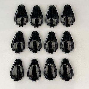 Black Onyx Ghost Carving, Unique Ghost Shape Carving, Size- 12x20MM, Hand Carved Flat Back Gemstone, Natural Black Onyx For Jewelry Making