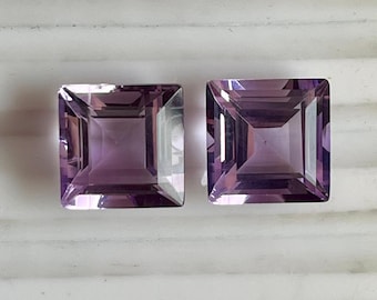 Amethist edelsteen vierkant geslepen paarse amethist losse edelsteen, 10 crt, grootte: 10 mm geboortesteen februari natuurlijke paarse edelsteen voor het maken van sieraden