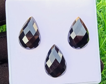 AAA Quality Natural Black Onyx Rose Cut Pear Shape Cabochon, Flat Back Gemstone, Weight-22ct Size- 11x17mm Perfect for Jewelry Making