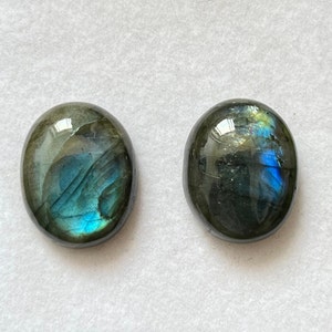 Labradorite Cabochon Lot, Oval Shape Loose Gemstone Weight- 36Ct, Size- 16x20mm, Natural Blue Fire Labradorite Gemstone For Making Jewelry