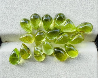Natural Peridot Pear Loose Cabochon Flat Back, Semi Precious Calibrated Gemstone For Jewellery. ALL Size Available Size 3x5mm, 6x9mm