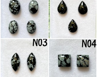 Snowflake Obsidian Cabochon, Loose Gemstone, Snowflake Obsidian Gems, Natural Snowflake Obsidian Gemstone For Jewelry Making Gift For Her
