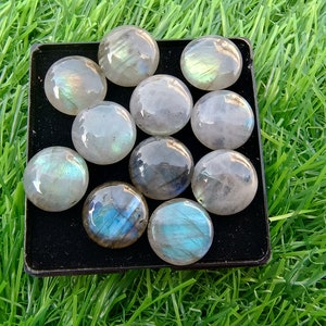 Labradorite Cabochon, Natural Labradorite Lot, Round Flat Back Cabochon Weight- 76ct Size- 13mm Top Quality Labradorite For Jewelry Making
