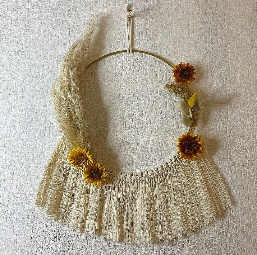 Couronne Macramé et Fleurs Séchées