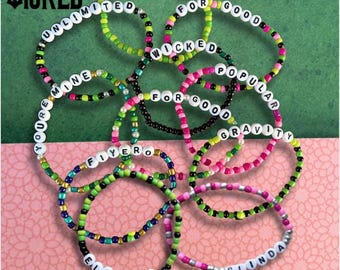 Wicked Friendship Bracelets - Broadway - Theatre/Theater - Jewelry - For Good - Defy Gravity - Popular - Elphaba - Glinda - Beaded - Fiyero